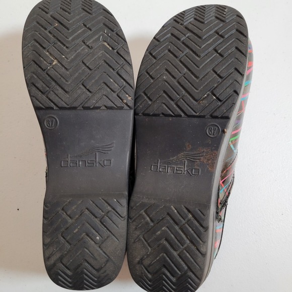 Dansko Multicolor Scribble Stripes Womens Clogs EU 37  US Size 6.5 Slip On 0183 - Picture 10 of 10